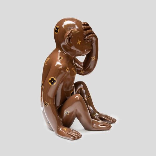 LV Mix media on resin sculpture of a monkey 2022