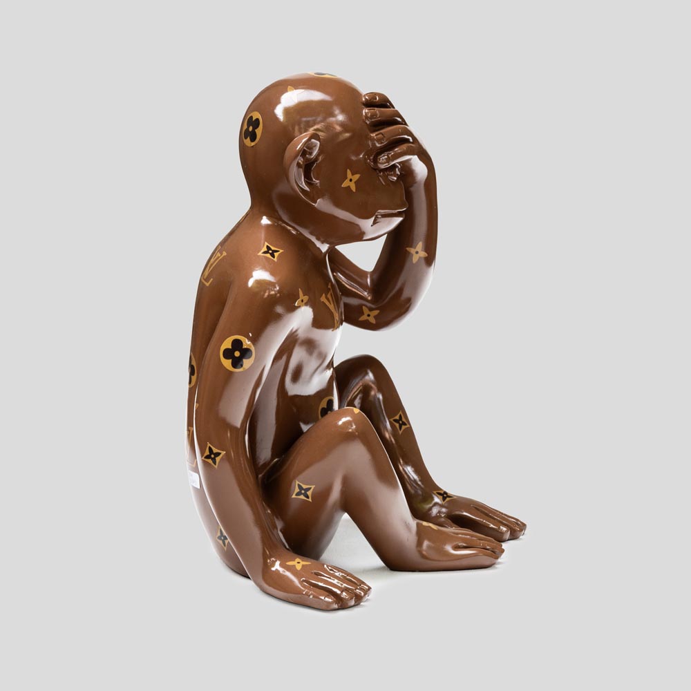 LV Mix media on resin sculpture of a monkey 2022-FM2373 (9)