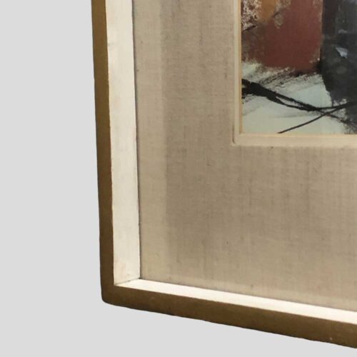 Large mix media multicolor abstract painting Signed M. Budd