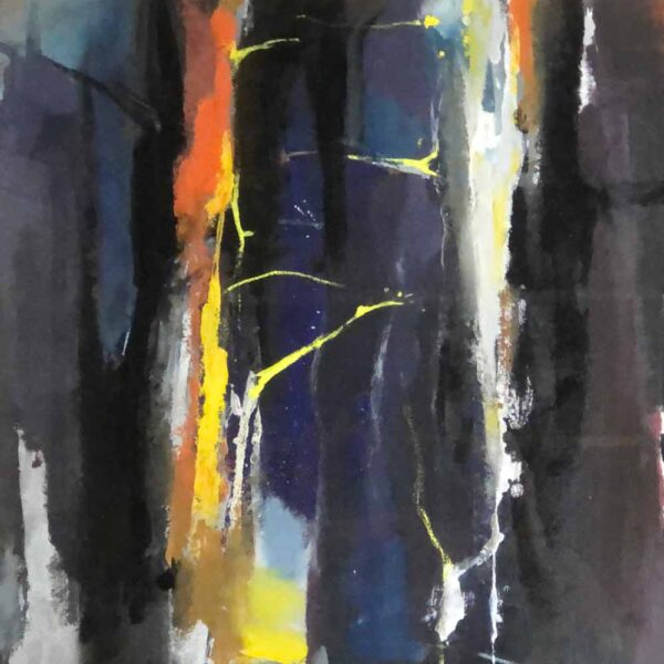 Large mix media multicolor abstract painting Signed M. Budd