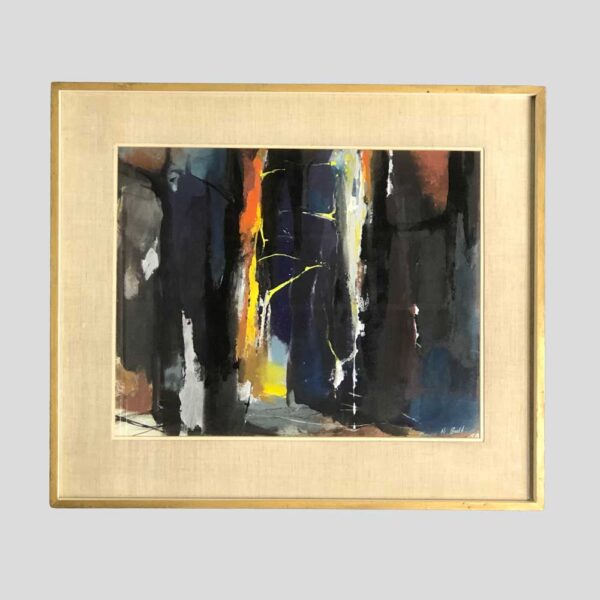 Large mix media multicolor abstract painting Signed M. Budd