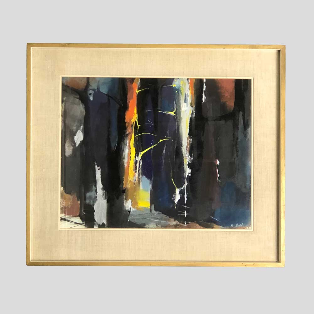 Large Mix media multicolor abstract painting Signed Budd-FM2531