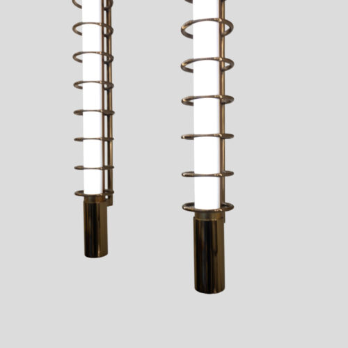 Pair of Albini brass rings tube wall lights
