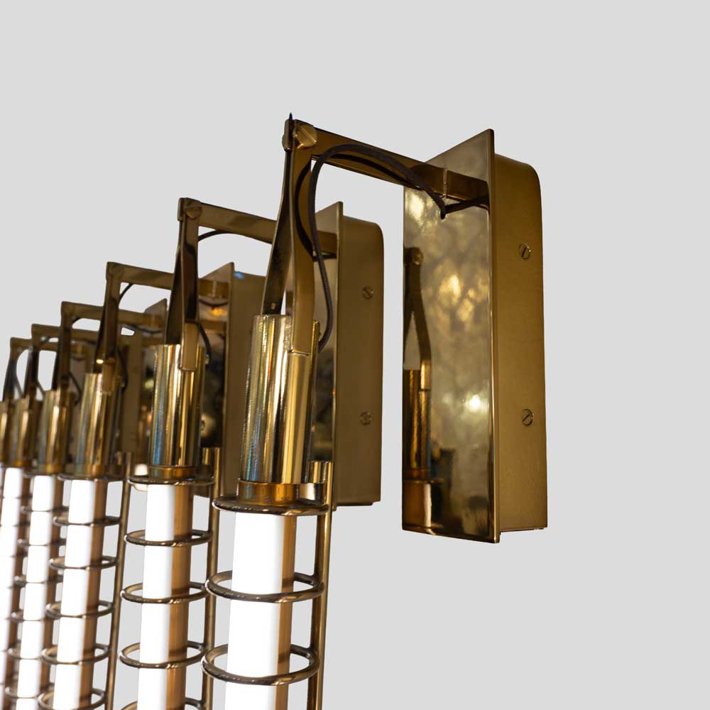 Pair of Albini brass rings tube wall lights-FM2527 (14)