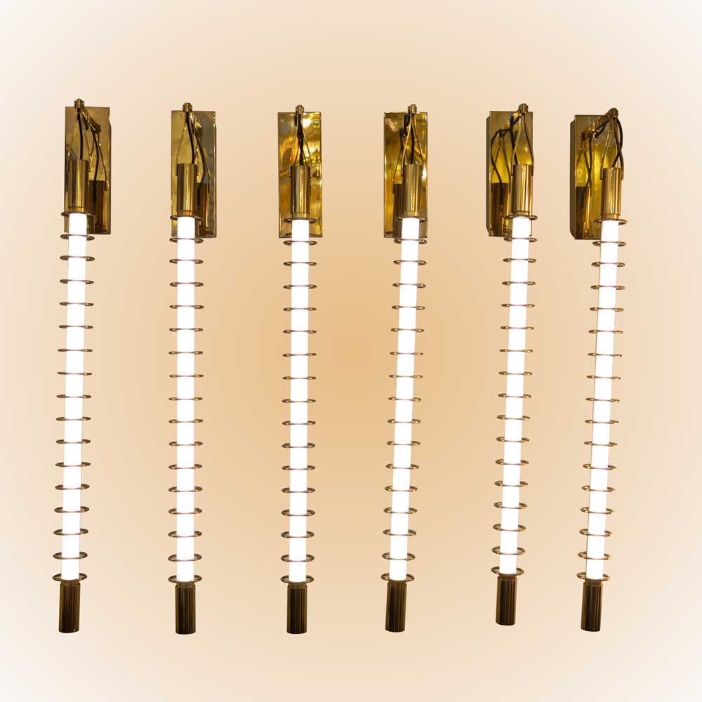 Pair of Albini brass rings tube wall lights-FM2527 (20)