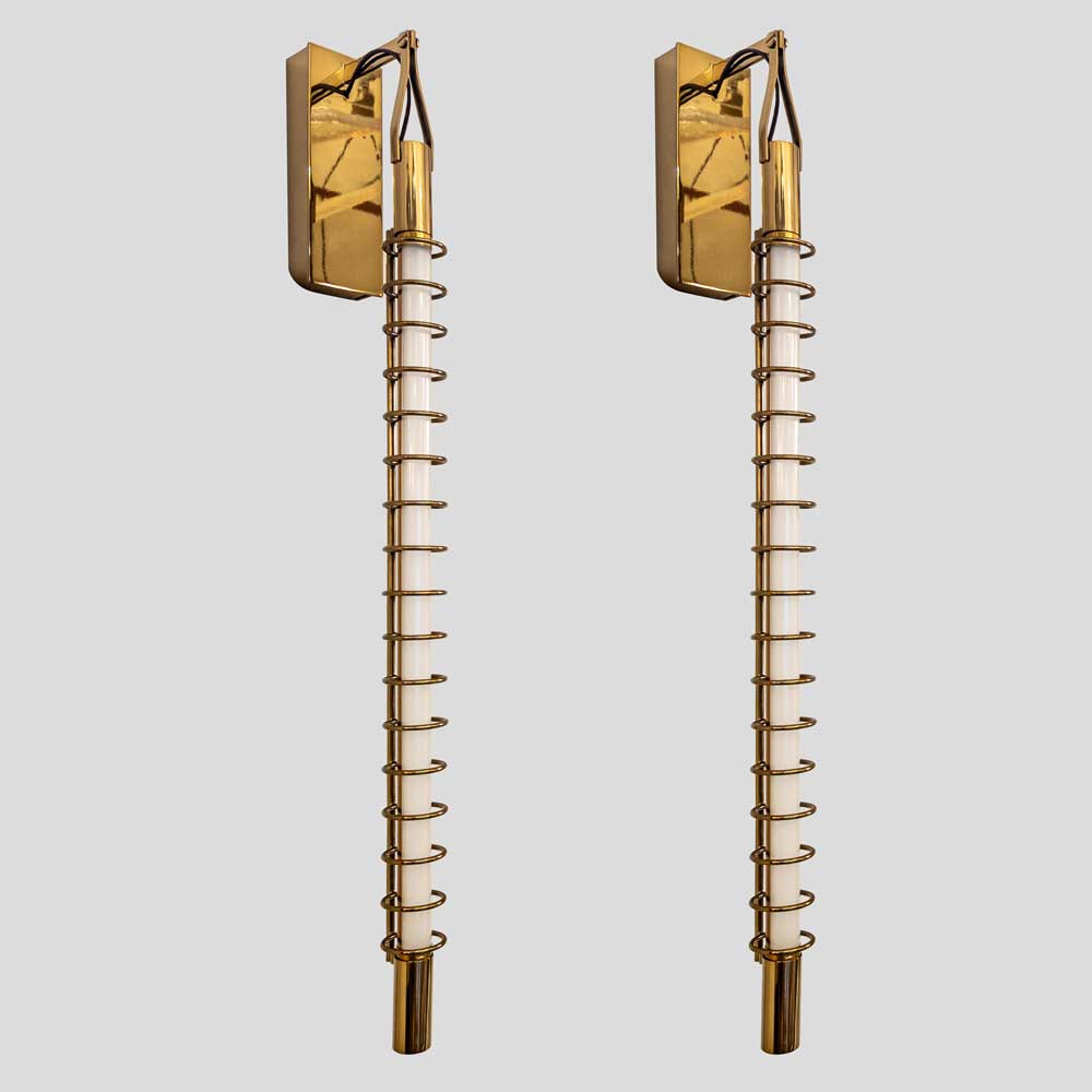 Pair of Albini brass rings tube wall lights-FM2527 (8)