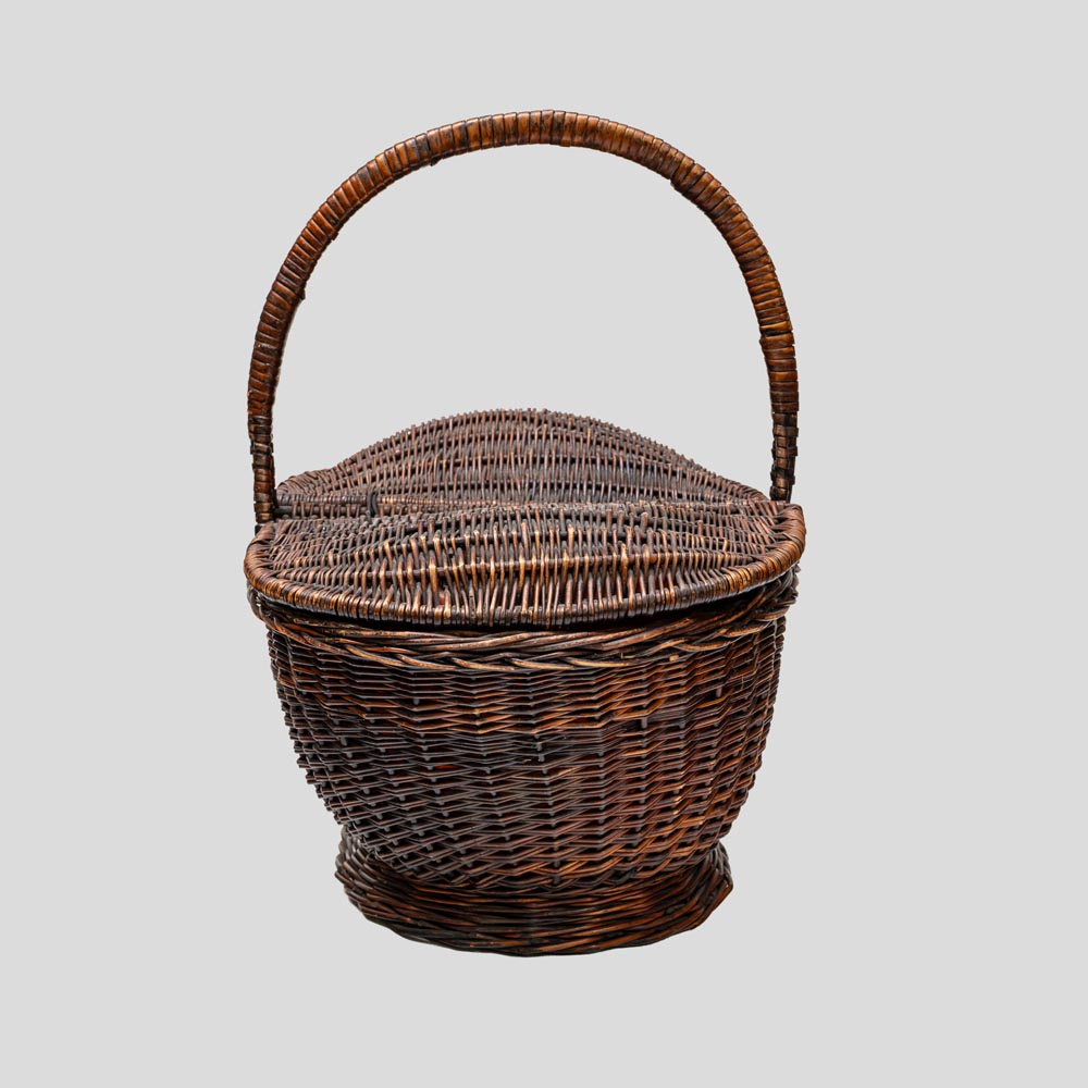 Vintage bamboo picnic basket -FM2418 (7)