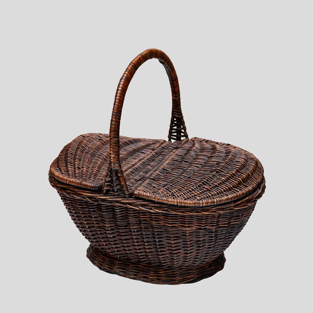 Vintage bamboo picnic basket -FM2418 (9)