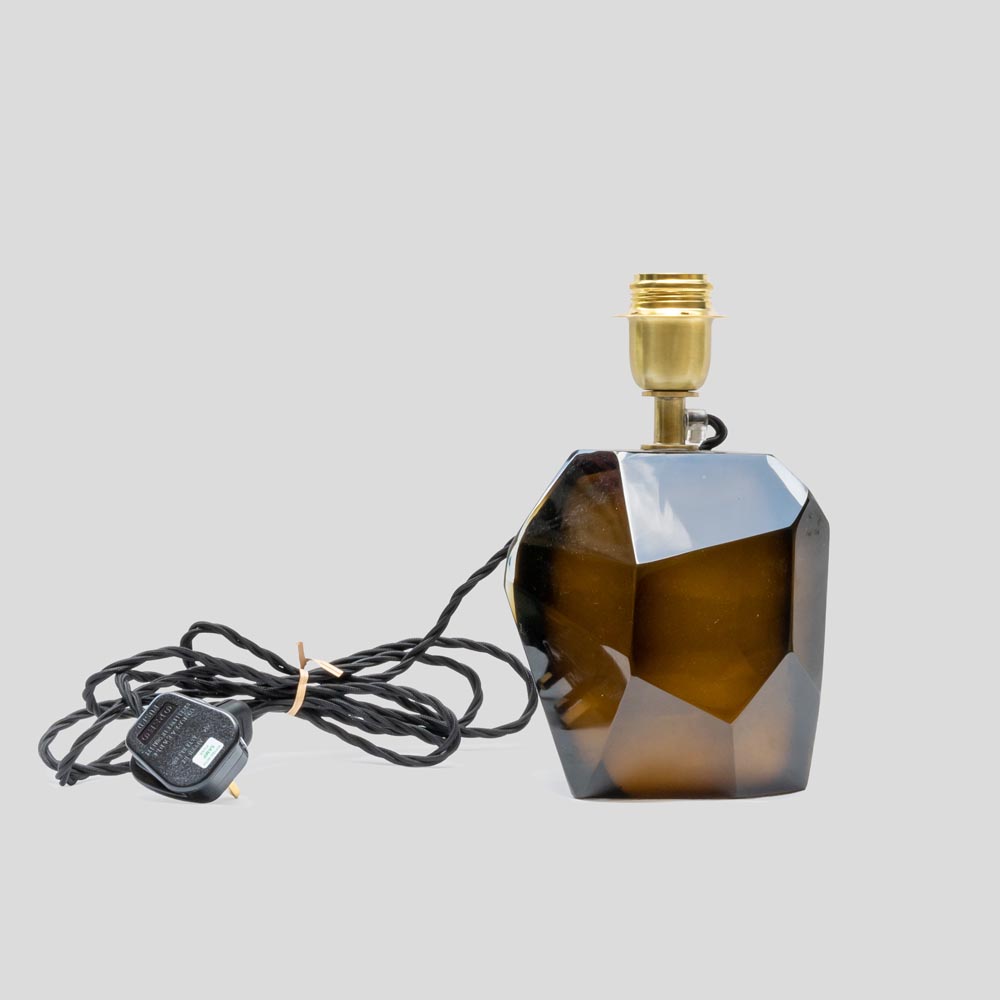 Murano Diamond Cut Faceted tobacco colour glass table lamp-FM2137 (1)