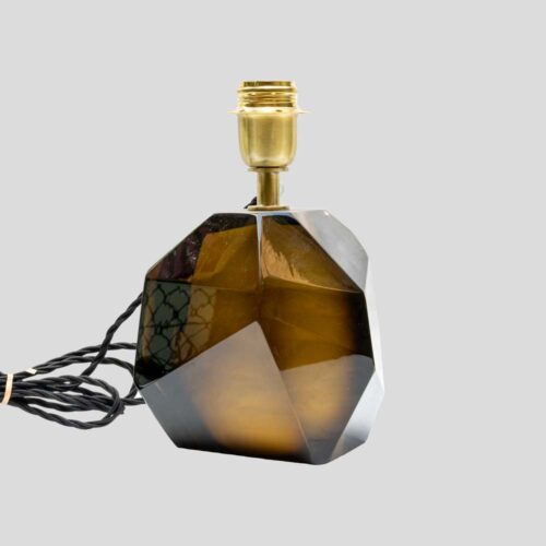 Murano Diamond Cut Faceted tobacco colour glass table lamp