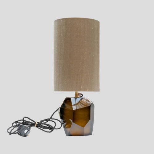Murano Diamond Cut Faceted tobacco colour glass table lamp