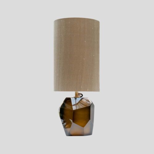 Murano Diamond Cut Faceted tobacco colour glass table lamp