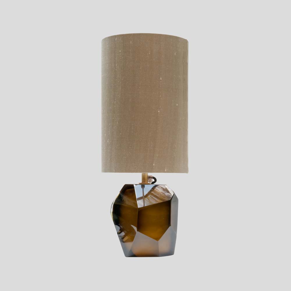 Murano Diamond Cut Faceted tobacco colour glass table lamp-FM2137 (5)