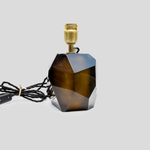 Murano Diamond Cut Faceted tobacco colour glass table lamp