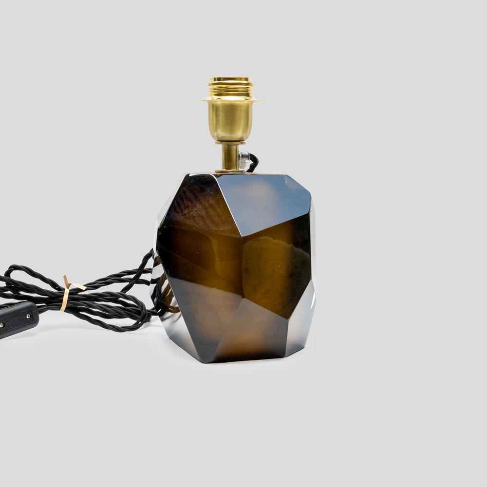 Murano Diamond Cut Faceted tobacco colour glass table lamp-FM2137