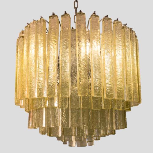 Venini olive green Martellate Murano glass rod ceiling light