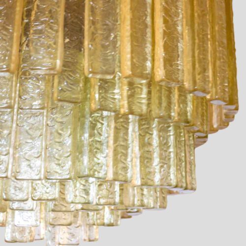 Venini olive green Martellate Murano glass rod ceiling light