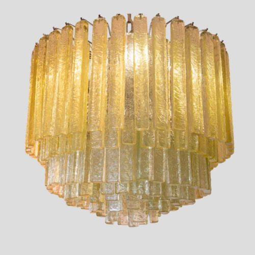 Venini olive green Martellate Murano glass rod ceiling light