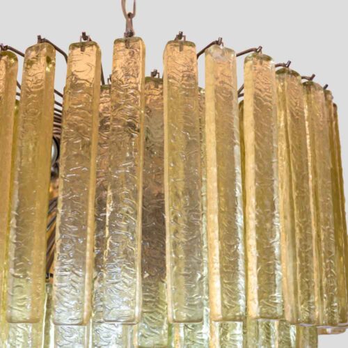 Venini olive green Martellate Murano glass rod ceiling light