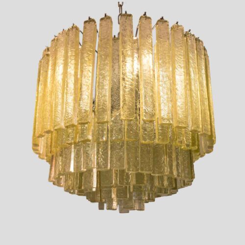 Venini olive green Martellate Murano glass rod ceiling light