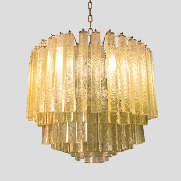 Venini olive green Martellate Murano glass rod ceiling light