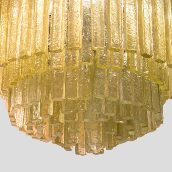 Venini olive green Martellate Murano glass rod ceiling light