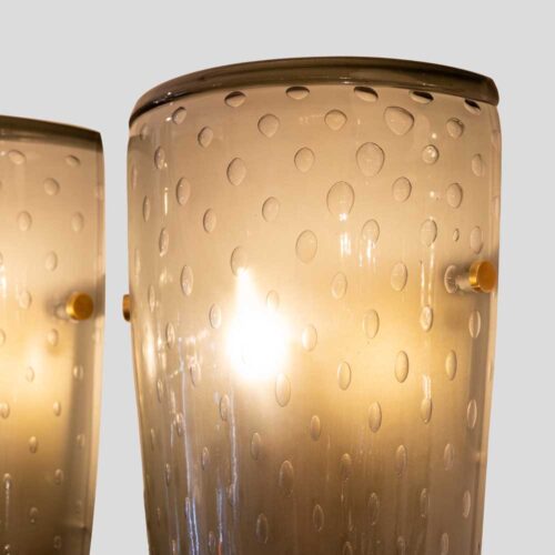 Pair of smoke grey glass wall lights Seguso attributed design