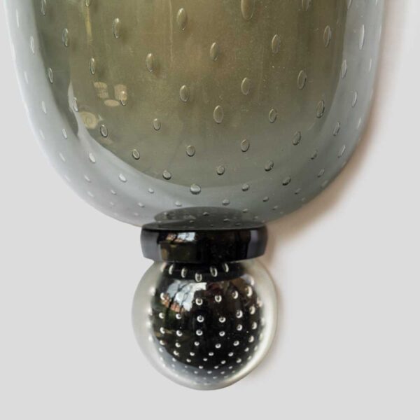 Pair of smoke grey glass wall lights Seguso attributed design