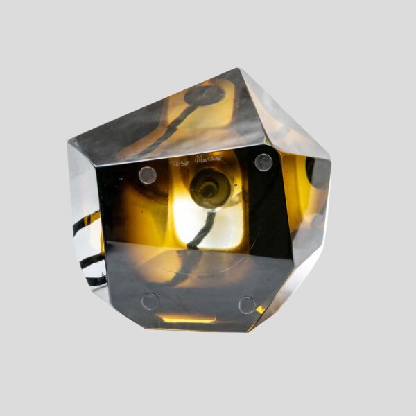 Murano Diamond Cut Faceted tobacco colour glass table lamp