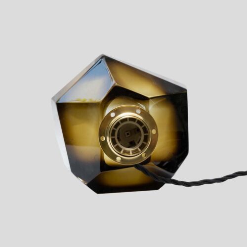 Murano Diamond Cut Faceted tobacco colour glass table lamp
