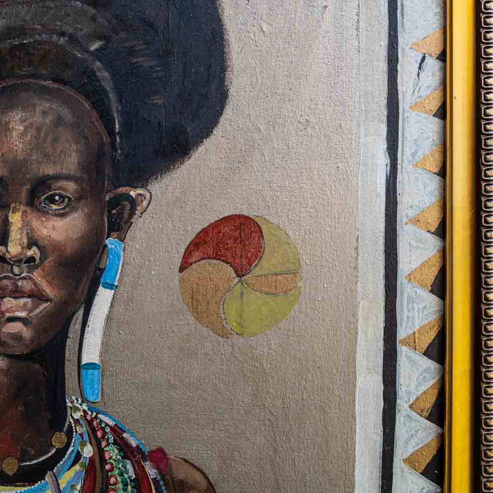 An oil painting of a portrait of an African tribal lady by Etiennette Johan-FM694 (2)