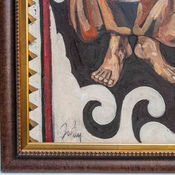An oil painting of a portrait of an African tribal lady by Etiennette Johan