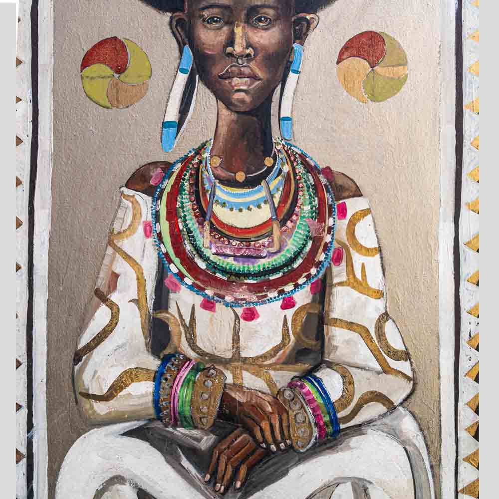 An oil painting of a portrait of an African tribal lady by Etiennette Johan-FM694 (6)