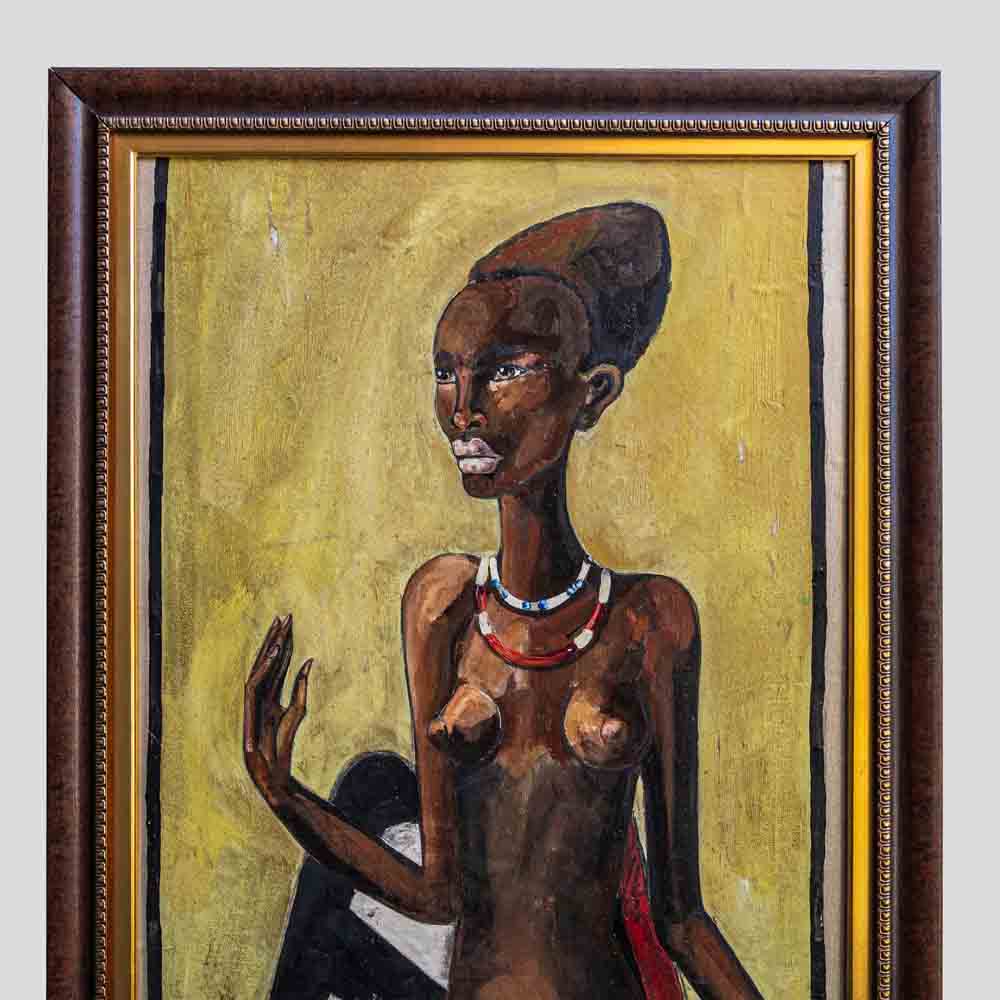 An oil painting of anAfrican tribal lady by Etiennette Johan-FM692 (2)