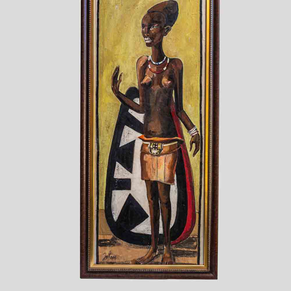 An oil painting of anAfrican tribal lady by Etiennette Johan-FM692 (4)