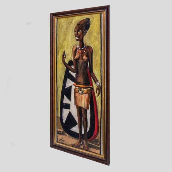 An oil painting of anAfrican tribal lady by Etiennette Johan