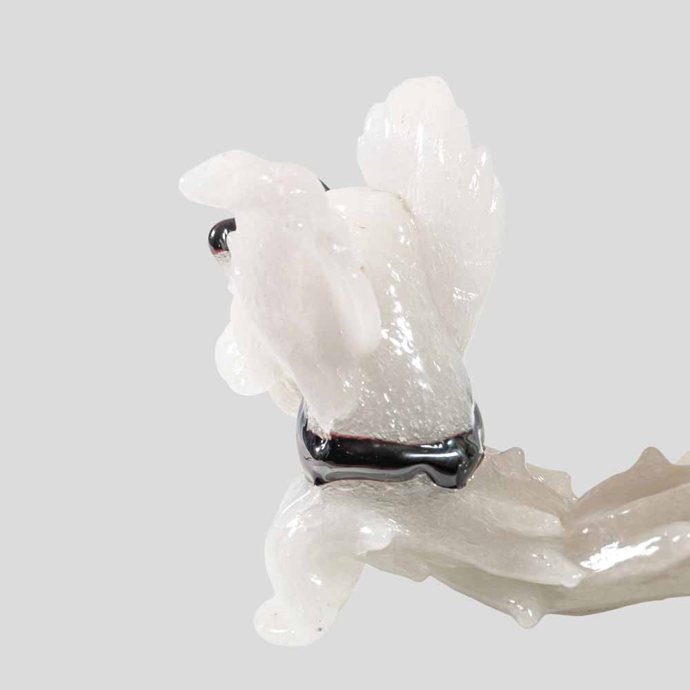 Barovier & Toso White Murano glass Scottish sausage terrier dog figurine-FM2337 (1)