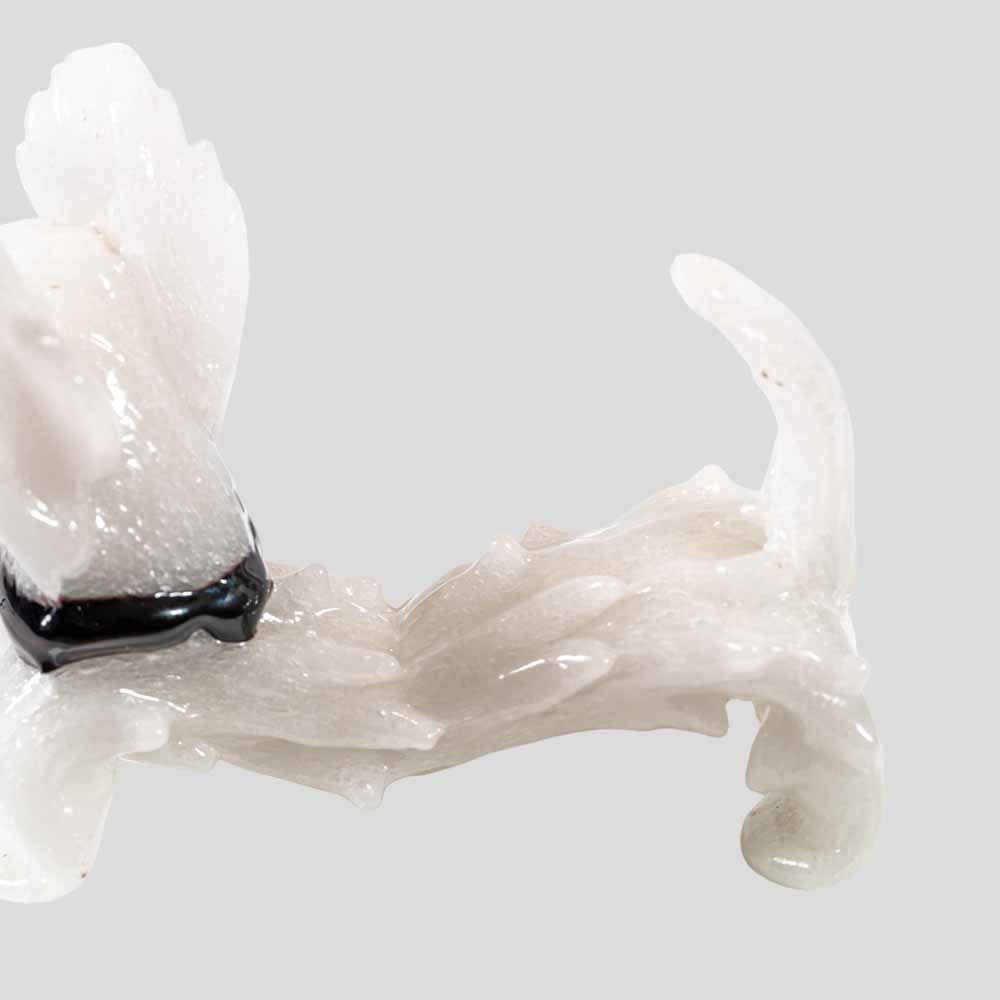 Barovier & Toso White Murano glass Scottish sausage terrier dog figurine-FM2337