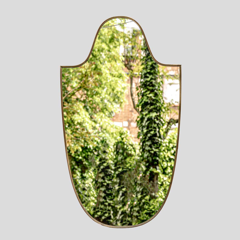 Large vintage Italian design shield shaped brass mirror-FM2417 (1)