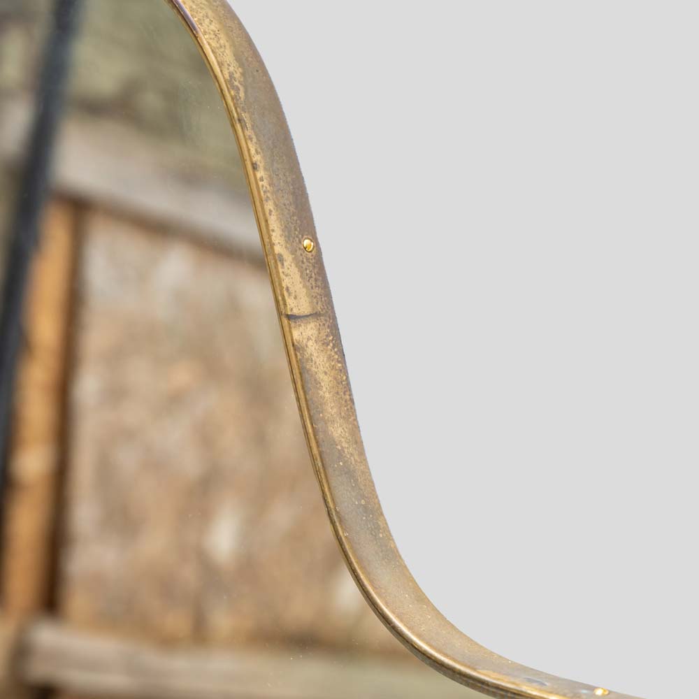 Large vintage Italian design shield shaped brass mirror-FM2417 (5)