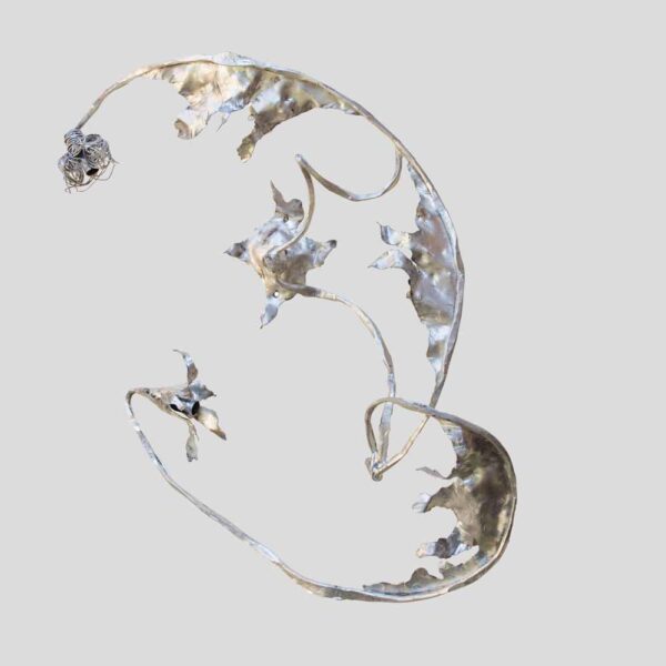 Unique sculptural Silver wrought iron wall or ceiling light by Salvino Marsura