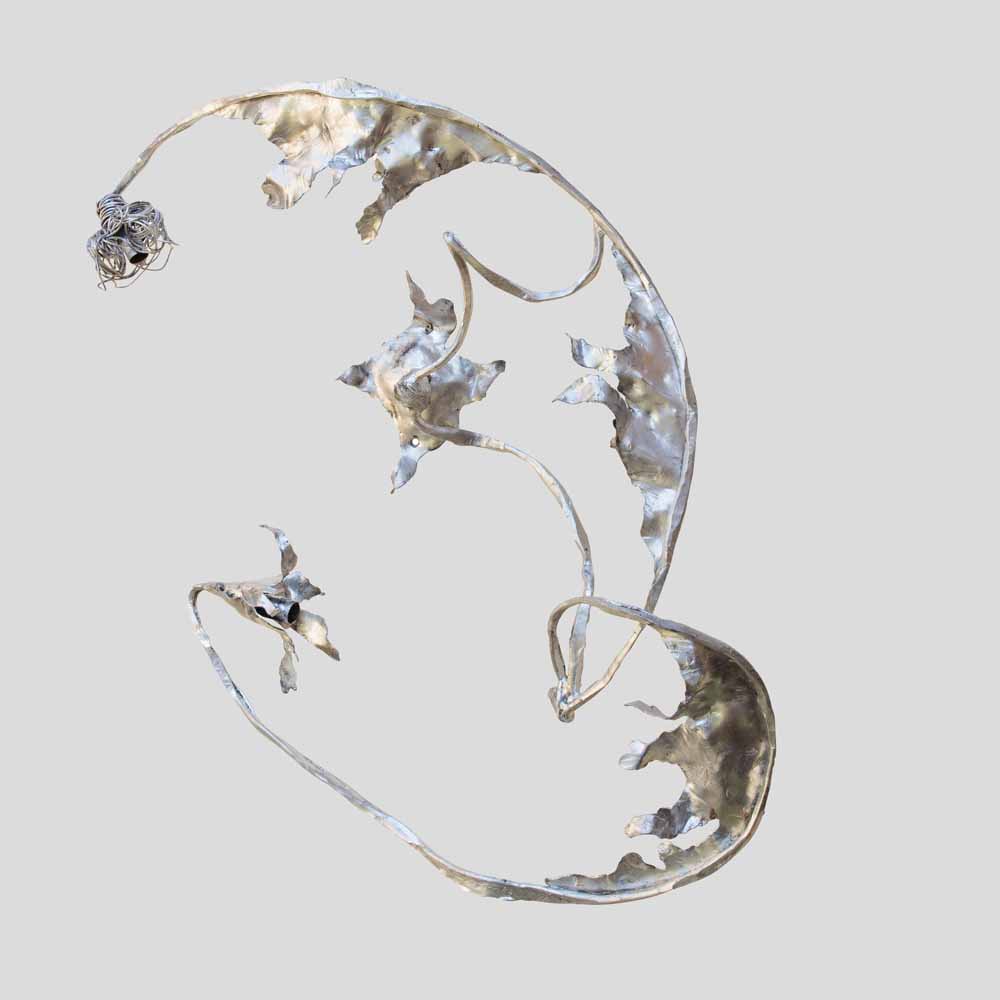Unique sculptural Silver wrought iron wall or ceiling light by Salvino Marsura-FM2548 (11)