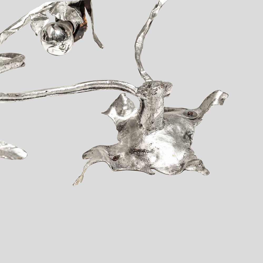 Unique sculptural Silver wrought iron wall or ceiling light by Salvino Marsura-FM2548 (2)