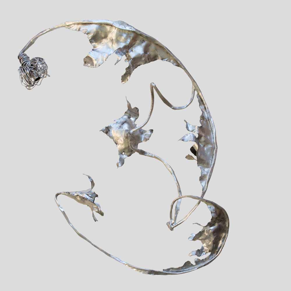 Unique sculptural Silver wrought iron wall or ceiling light by Salvino Marsura-FM2548 (5)