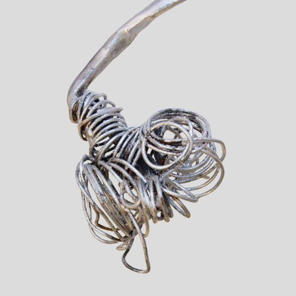 Unique sculptural Silver wrought iron wall or ceiling light by Salvino Marsura