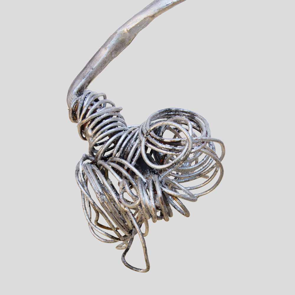Unique sculptural Silver wrought iron wall or ceiling light by Salvino Marsura-FM2548 (7)