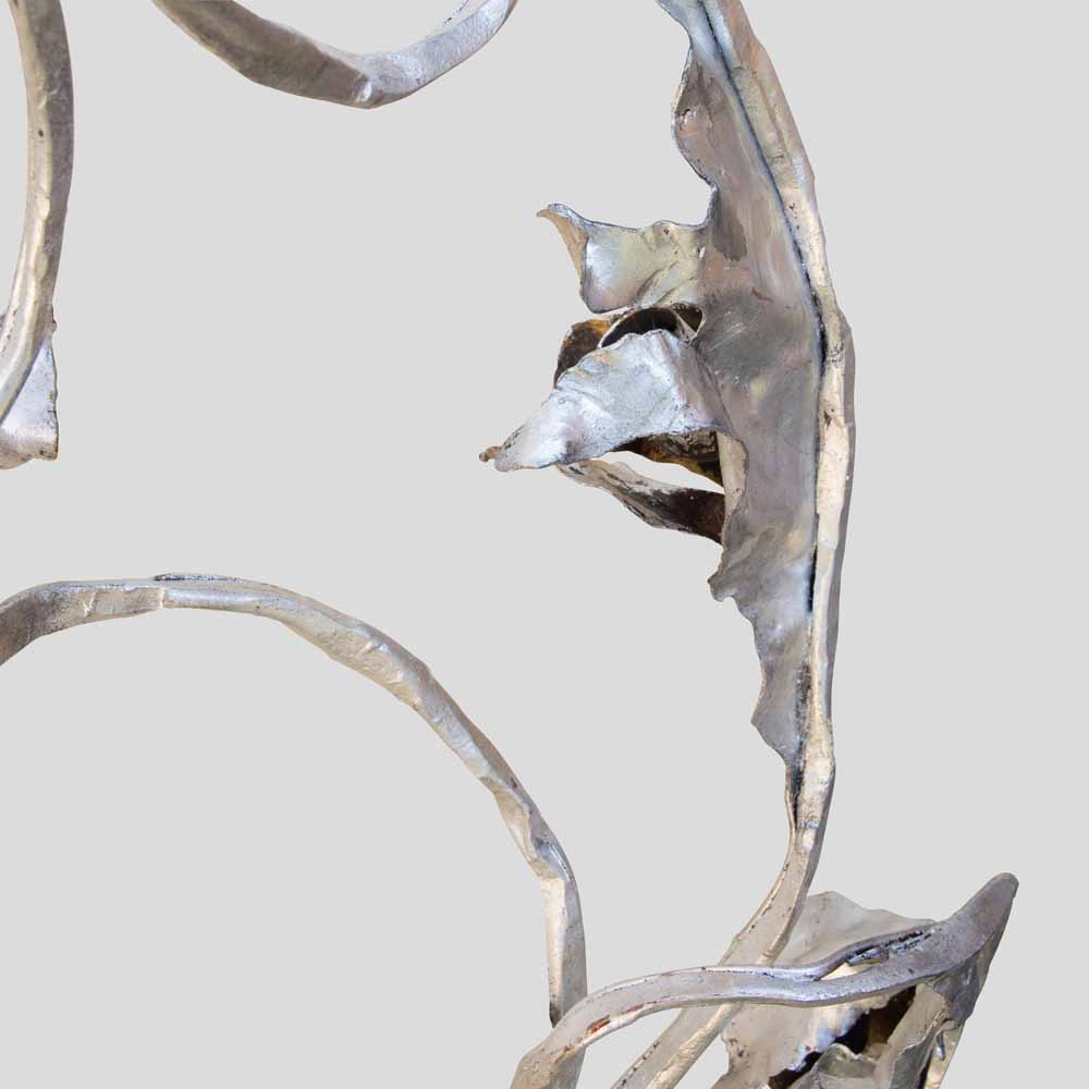 Unique sculptural Silver wrought iron wall or ceiling light by Salvino Marsura-FM2548 (8)