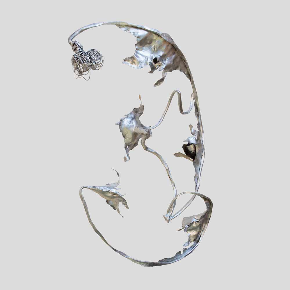 Unique sculptural Silver wrought iron wall or ceiling light by Salvino Marsura-FM2548 (9)