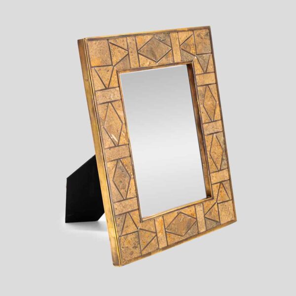 Vintage picture frame with polished stones decor