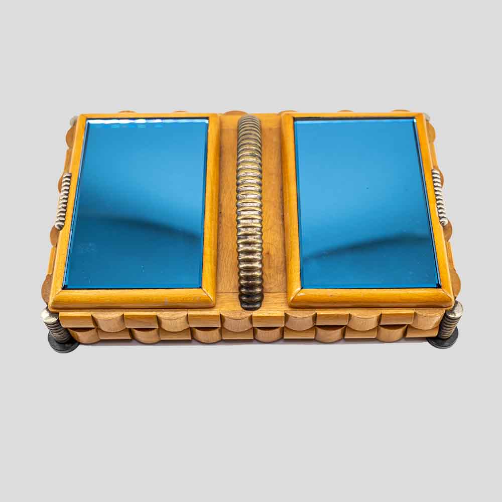 Vintage wooden box with brass decor in Style of Poalo Buffa-FM2469